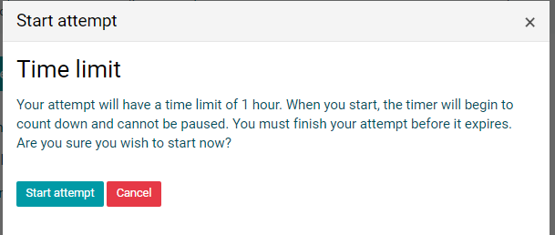 time-limit popup displayed