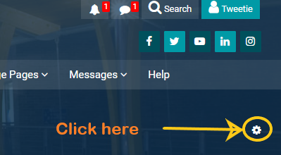 top right corner of course page with Course Management icon circled